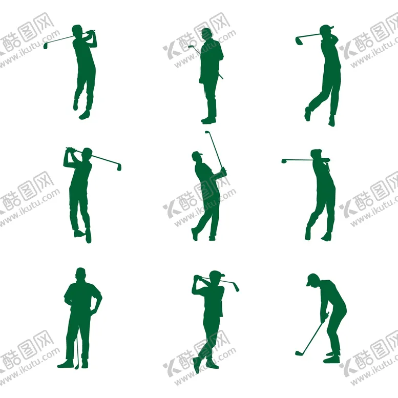 编号：86571309172226127904【酷图网】源文件下载-炫酷打高尔夫姿势黑色剪影图元素