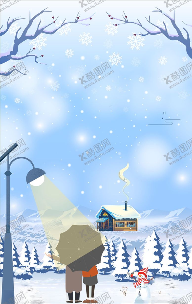 编号：32258209192123327389【酷图网】源文件下载-路灯雪房子