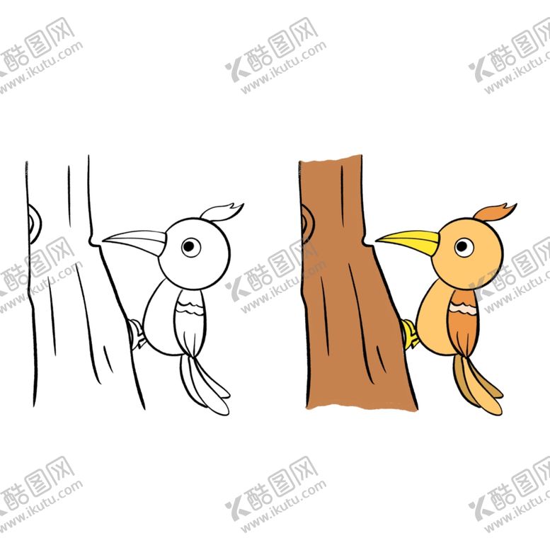 编号：18890605030153467137【酷图网】源文件下载-啄木鸟简笔画