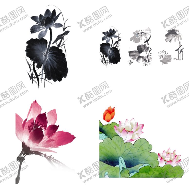 编号：19542701300505007702【酷图网】源文件下载-水墨荷花
