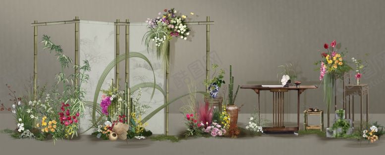 编号：18004110070541515418【酷图网】源文件下载-中式婚礼场景布置
