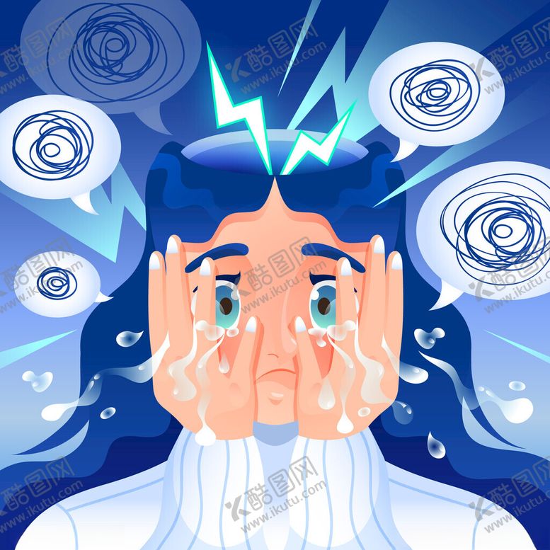 编号：55522102171738116051【酷图网】源文件下载-心情难过流泪插画设计