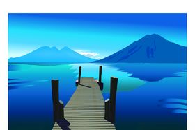 花朵宝塔寺庙插画夜晚景色
