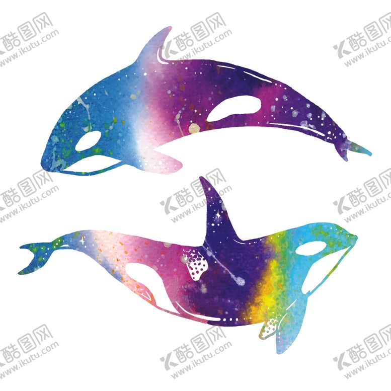 编号：14146310301221365695【酷图网】源文件下载-炫彩渐变鲸鱼图案
