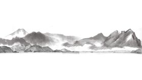 水墨画插画背景素材中国风山水画