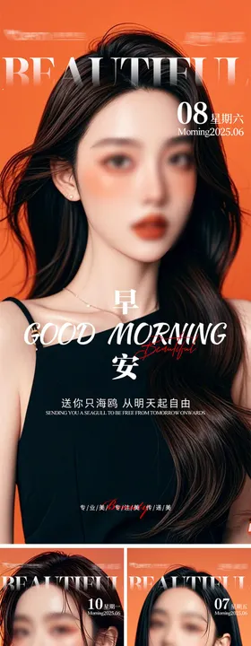 美业高级轻奢早安海报