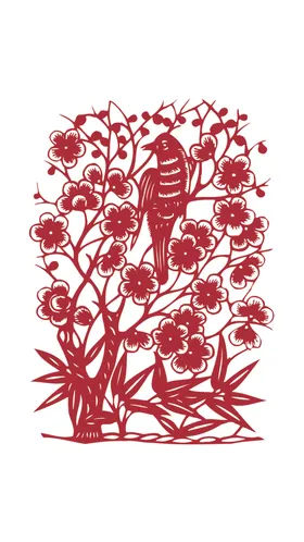 窗花剪纸插画手工大红