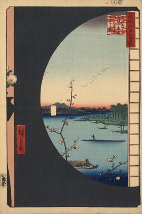 日本街景风景浮世绘房屋東海道式中年人