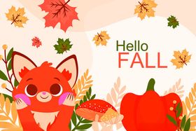 秋日萌狐与丰收元素