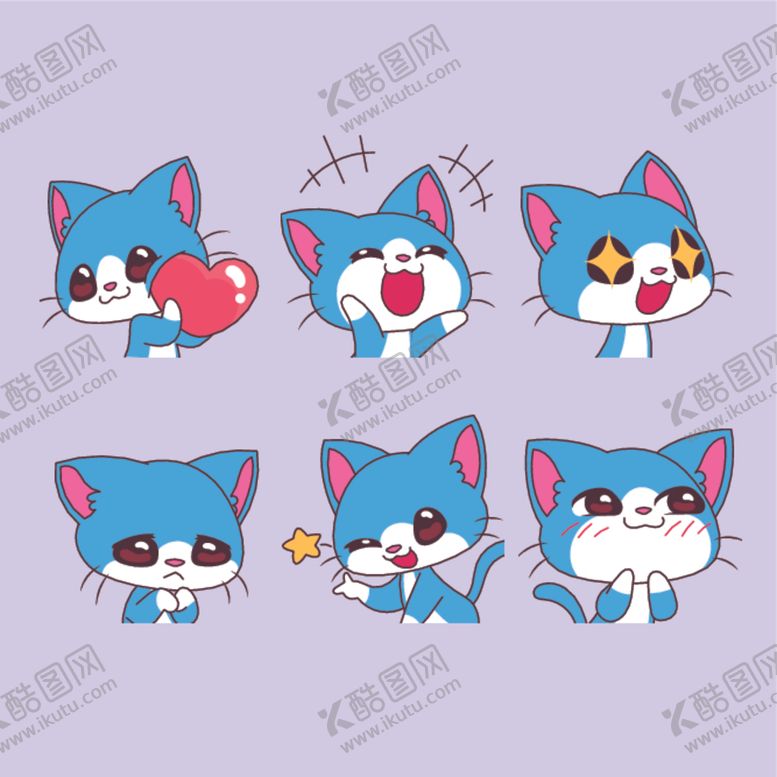 编号：76432310260521362163【酷图网】源文件下载-可爱蓝猫表情包合集