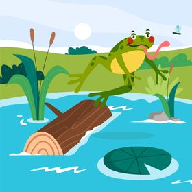 青蛙手绘卡通画动物田鸡