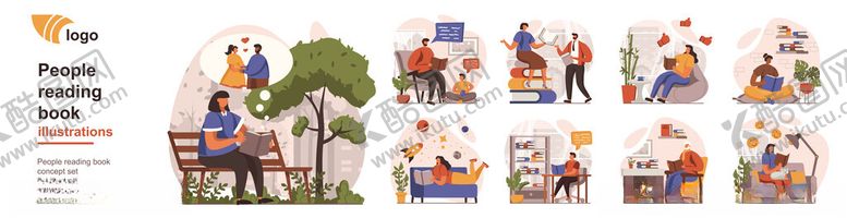 编号：20926304260834128329【酷图网】源文件下载-卡通人物场景插画集合