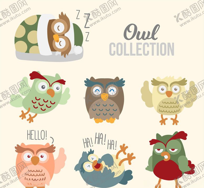 编号：23903210121913359843【酷图网】源文件下载-搞怪猫头鹰设计矢量素材