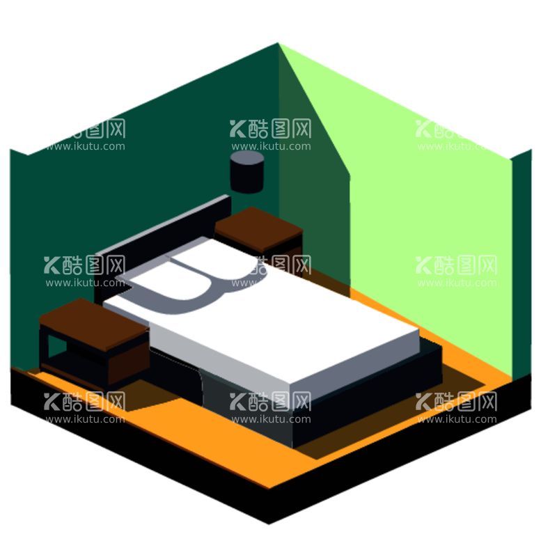 编号：86753512200224119104【酷图网】源文件下载-3D卧室和床