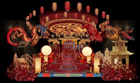 中式喜庆婚礼舞台布置