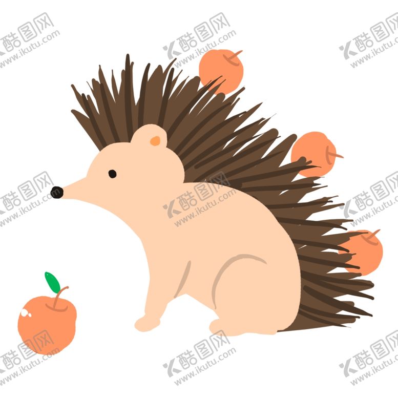 编号：11674005141907191930【酷图网】源文件下载-手绘刺猬苹果插画