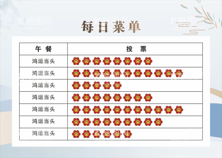 编号：66550812160634329254【酷图网】源文件下载-每日菜单投票食堂文化