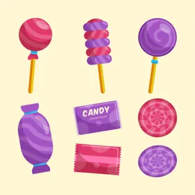 糖果手绘甜食彩色制品