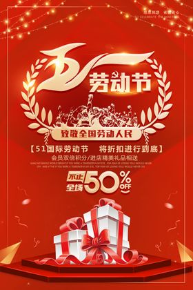 劳动节致敬工人大字场景海报