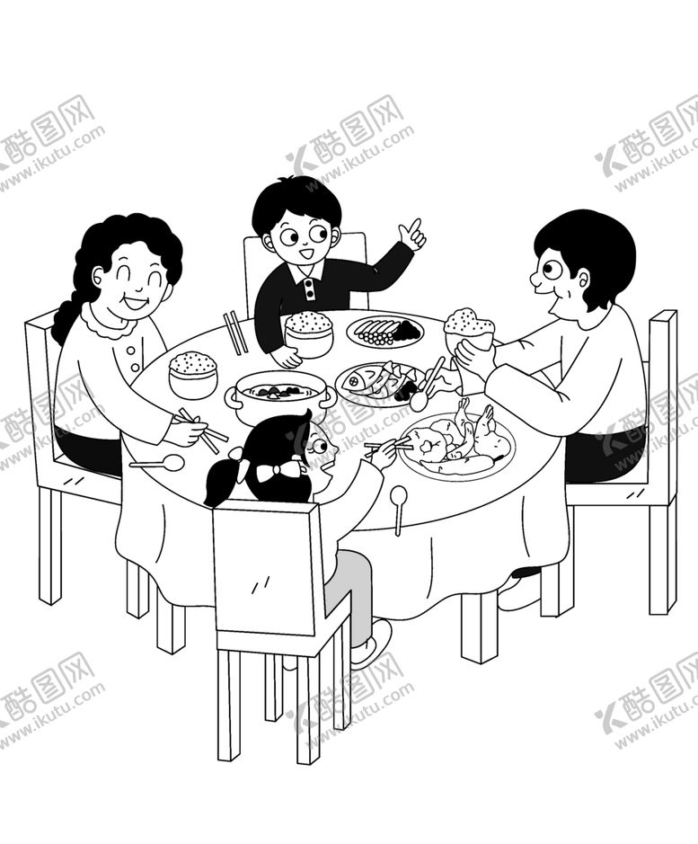 编号：20643009252020442458【酷图网】源文件下载-一家人吃饭