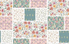 多彩花卉几何拼接图案