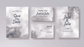 水彩婚礼请柬设计