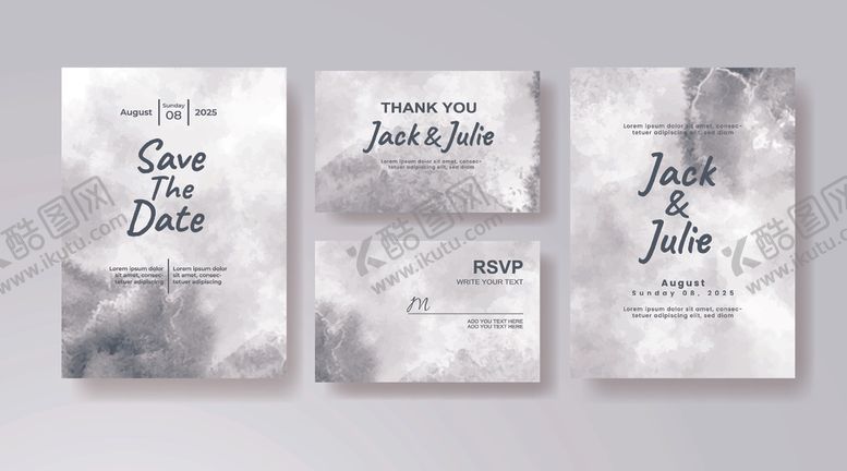 编号：14640310120724421348【酷图网】源文件下载-水彩婚礼请柬设计