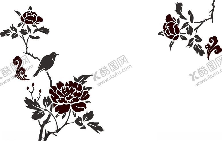 编号：45495110080555312832【酷图网】源文件下载-牡丹花鸟