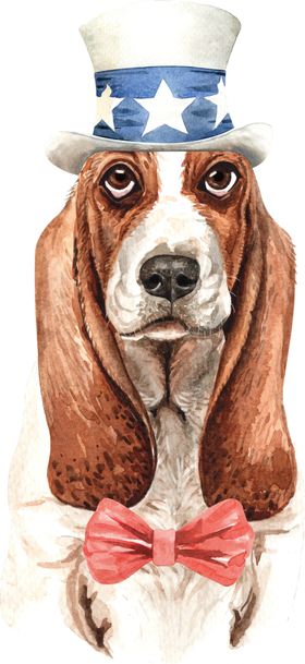 水彩绘画可爱小狗