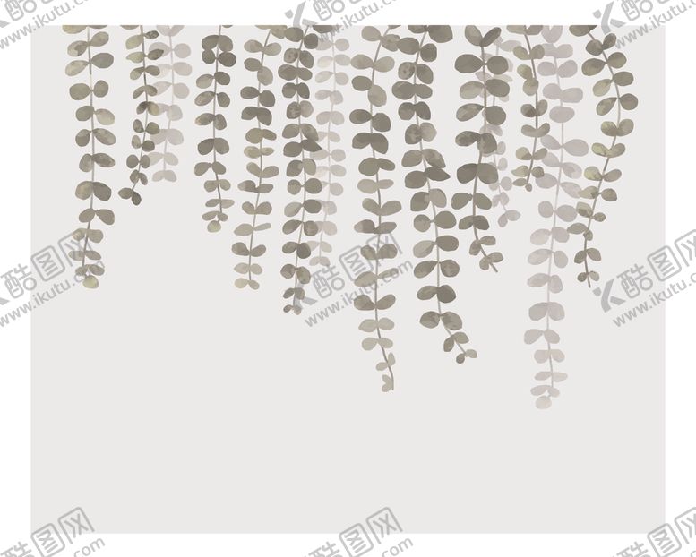 编号：68991706160014398453【酷图网】源文件下载-手绘素描植物叶子矢量背景墙图片
