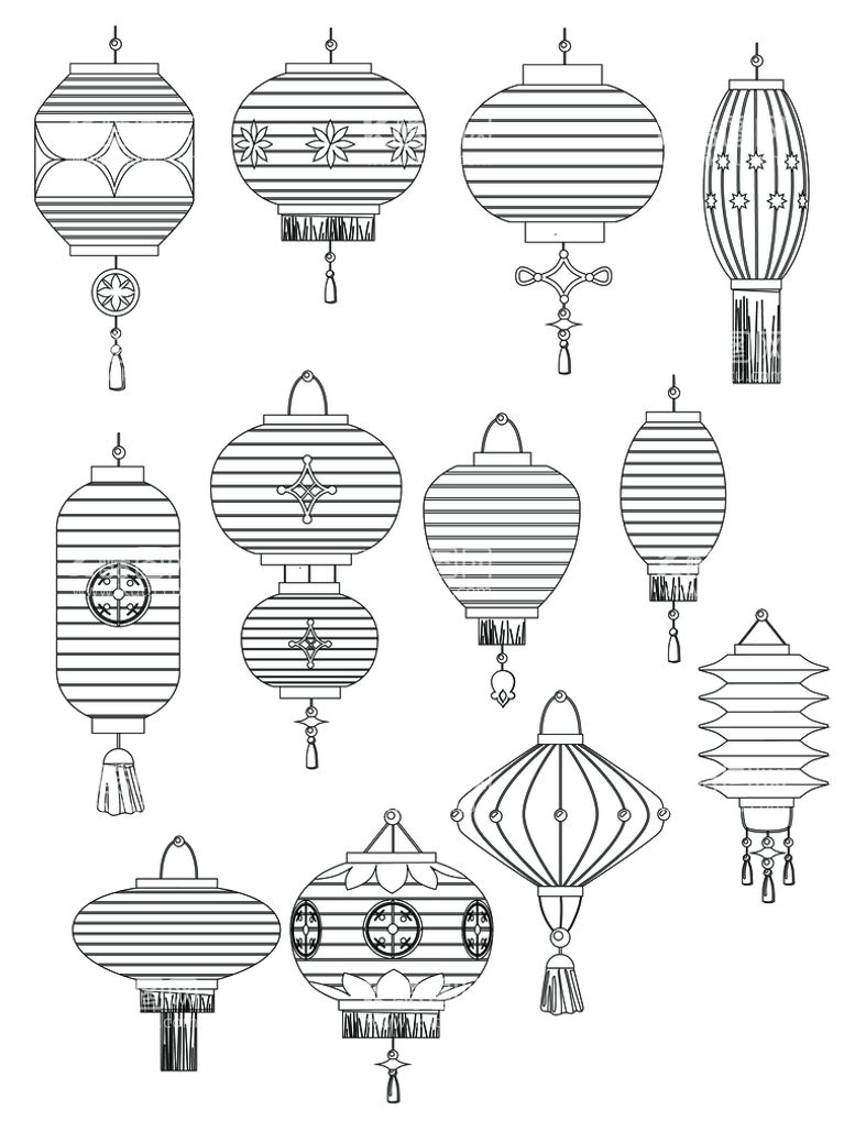 编号：80241510031150013691【酷图网】源文件下载-手绘卡通中式春节传统灯笼元素