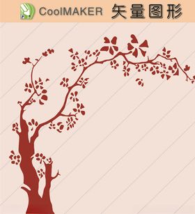 树木剪影黑白图植物剪影