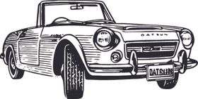 黑白手绘老爷车