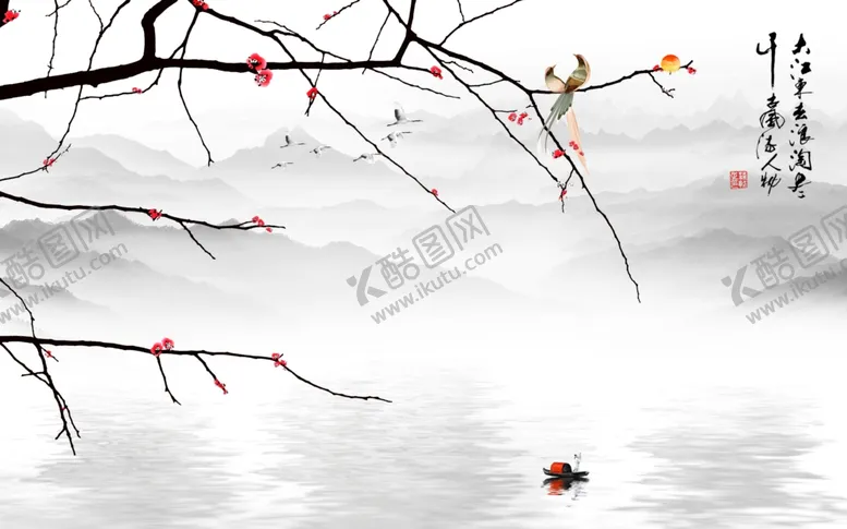 编号：51522704062332243100【酷图网】源文件下载-新中式意境山水背景