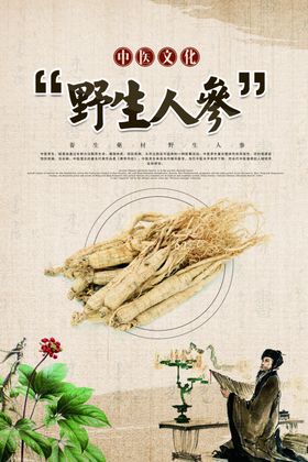 野生人参药材活动宣传海报素材
