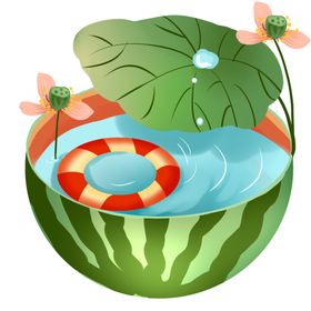创意游泳池插画元素