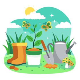 植树节插画种物林度假旅游踏春