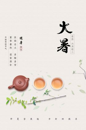 简约大气大暑蝉意境海报