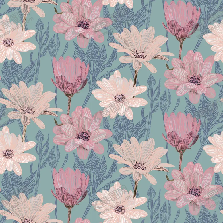 编号：72541712181730384886【酷图网】源文件下载-清新花卉图案背景设计