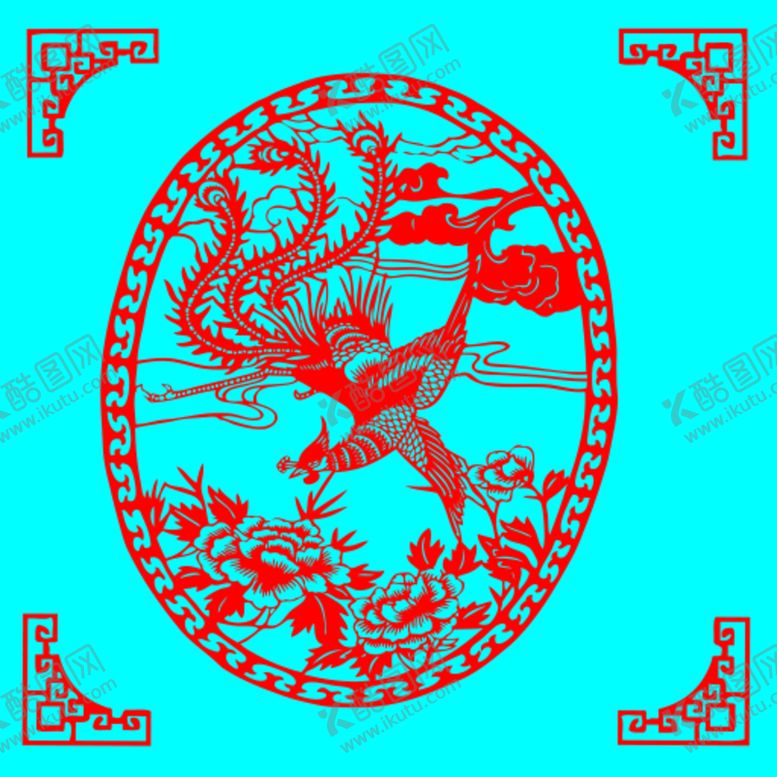 编号：73454001181838598038【酷图网】源文件下载-凤穿牡丹剪纸