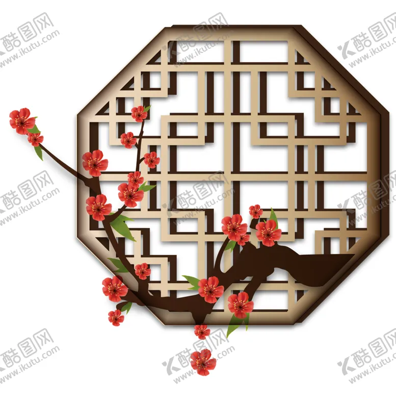 梅花边框树枝PNG免抠素材朵
