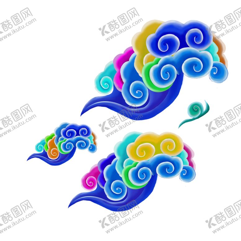 编号：59158105080434533032【酷图网】源文件下载-彩色祥云元素