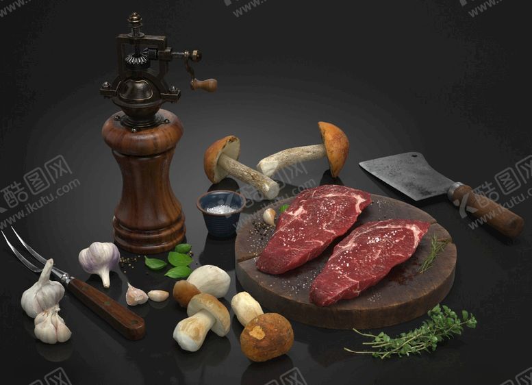 编号：97281504241504599103【酷图网】源文件下载-c4d模型牛肉菜刀