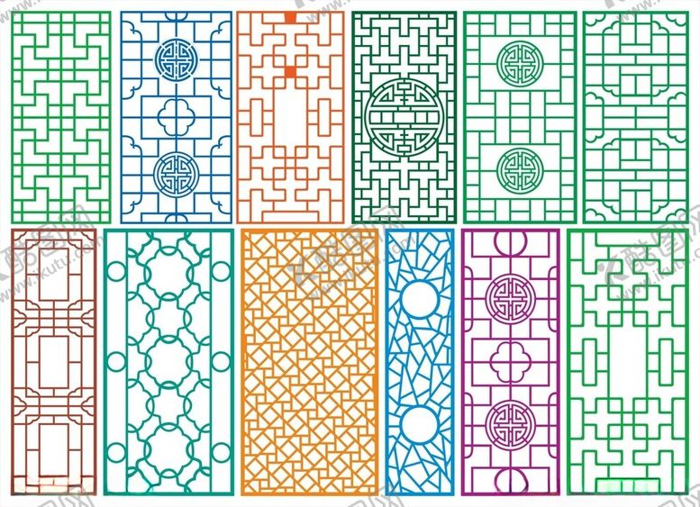 编号：68363310120025191817【酷图网】源文件下载-窗花镂空花纹屏风隔断雕花