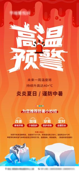 简约创意夏季高温地产海报