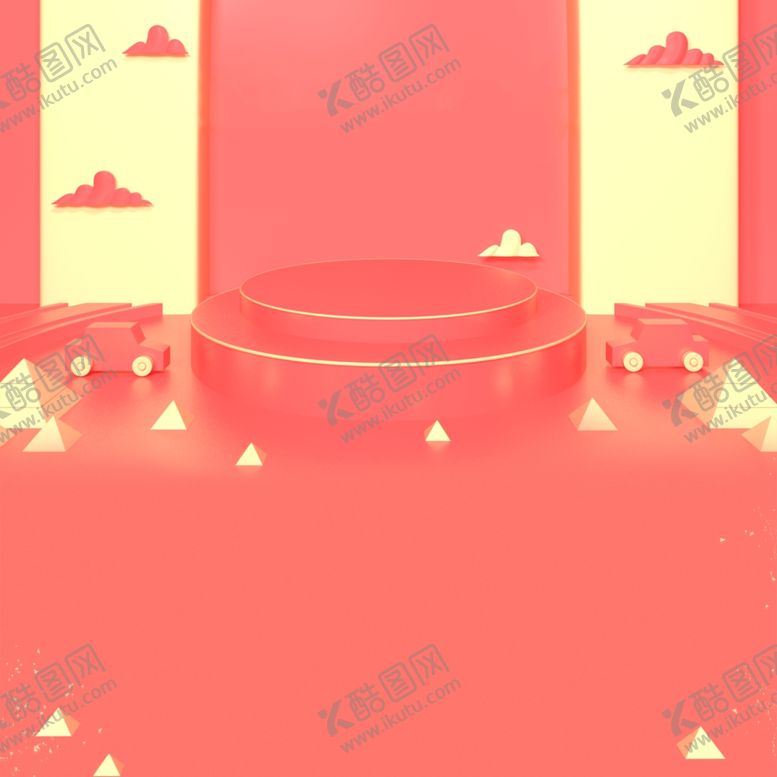 电商立体场景C4D设计C4D颁奖台造型