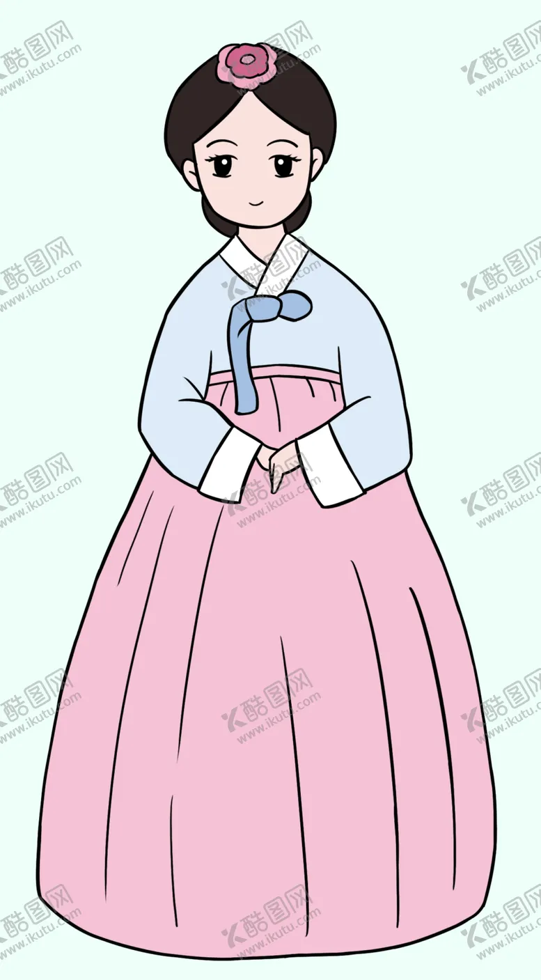 编号：80902202091601194837【酷图网】源文件下载-韩国传统女孩朝鲜族卡通人物