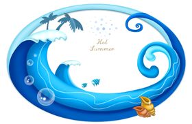 海浪边框背景