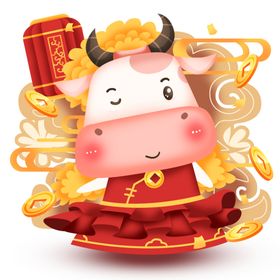 2021金牛送福牛年梅花孺子水