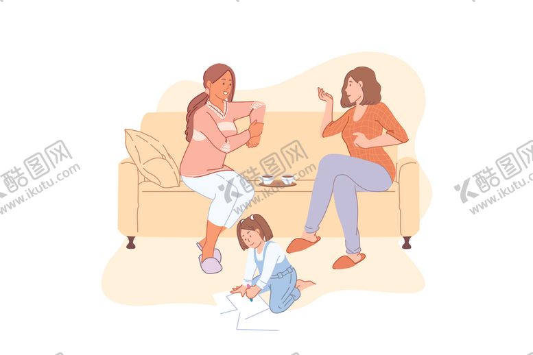 编号：93294810080038127809【酷图网】源文件下载-简约人物日常生活插画